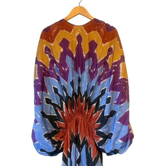 Stella Jean Pleated Tie Dye Blouson Midi Dress Size 46 or US Size 10 - Picture 6 of 11